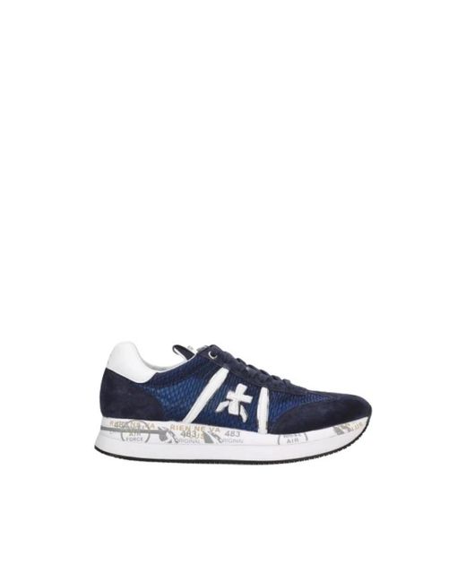 Premiata Schoenen ,Blauw ,Leer Sneakers Van Kwaliteitsleer Met Unieke Details in het Blue