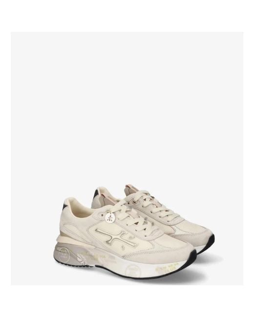 Premiata White Moerund Suede Panel Sneakers