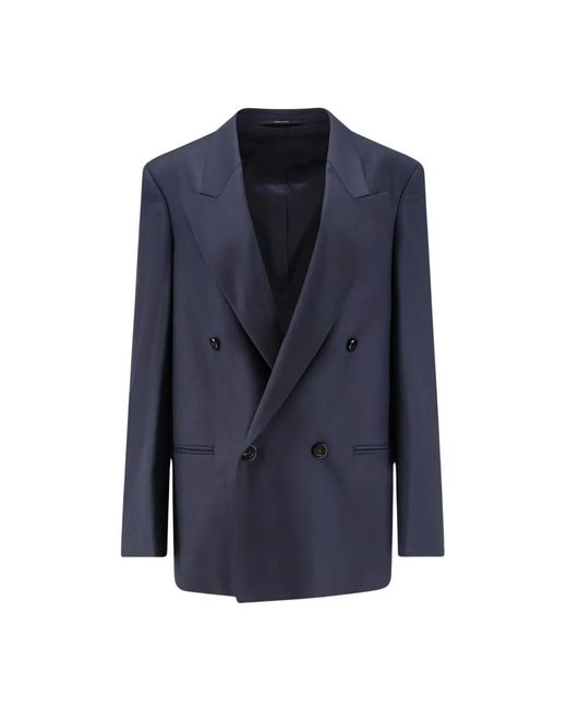 Gucci Lichtgewicht Double-Breasted Jas in het Blue