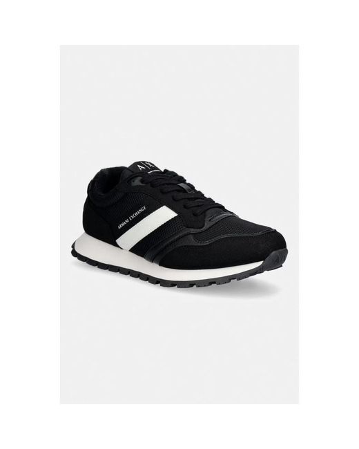 ARMANI EXCHANGE Logo-Print Panel-Sneaker in Black für Herren