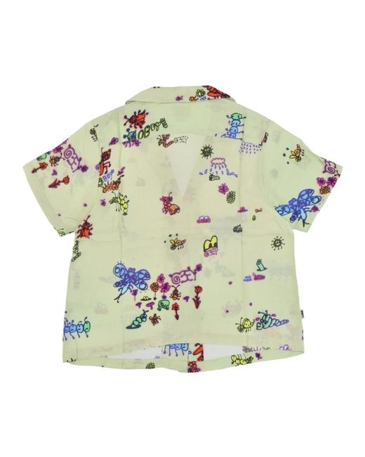 Obey Overhemden ,Veelkleurig ,Doodle Print Korte Mouw Shirt in het Green