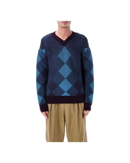 Dries Van Noten Blue V-Neck Knitwear for men