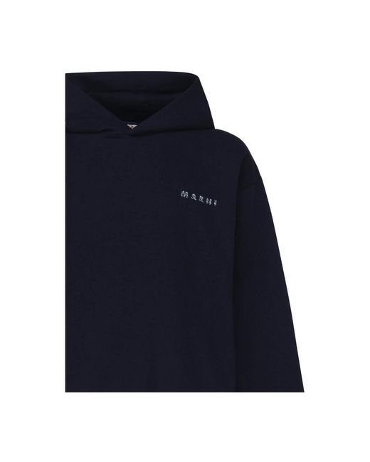Marni Schwarzer baumwoll-logosweatshirt elastische bündchen in Blue für Herren