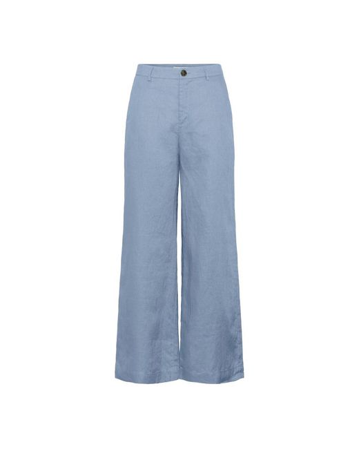 Part Two Broeken ,Blauw ,Denim Faded Denim Wijde Linnen Broek in het Blue