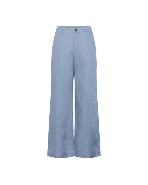 Part Two Broeken ,Blauw ,Denim Faded Denim Wijde Linnen Broek in het Blue