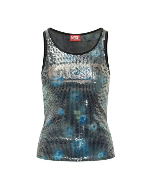 DIESEL Green Sleeveless Tops