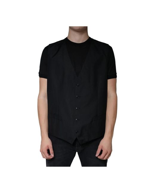 Dolce & Gabbana Black Waistcoats for men