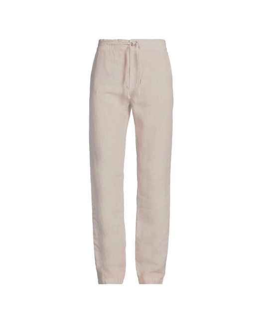 120% Lino Gray Straight Trousers for men
