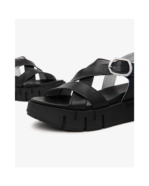 Nero Giardini Black Flat Sandals