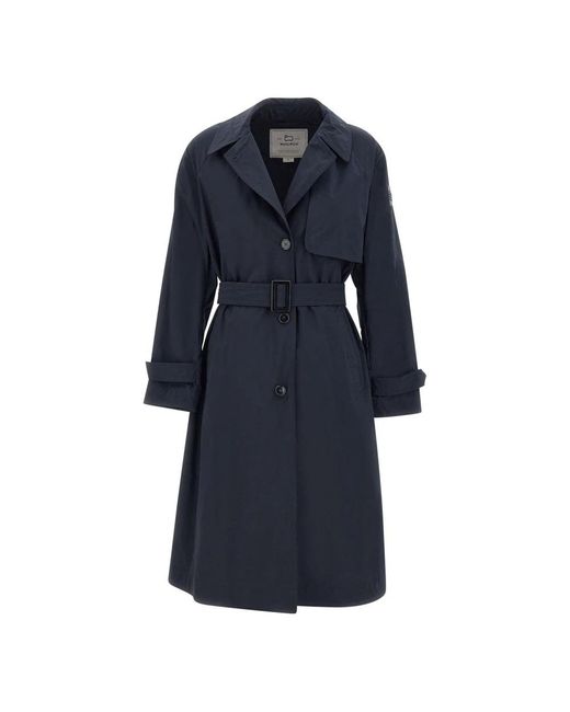 Woolrich Blue Belted Coats