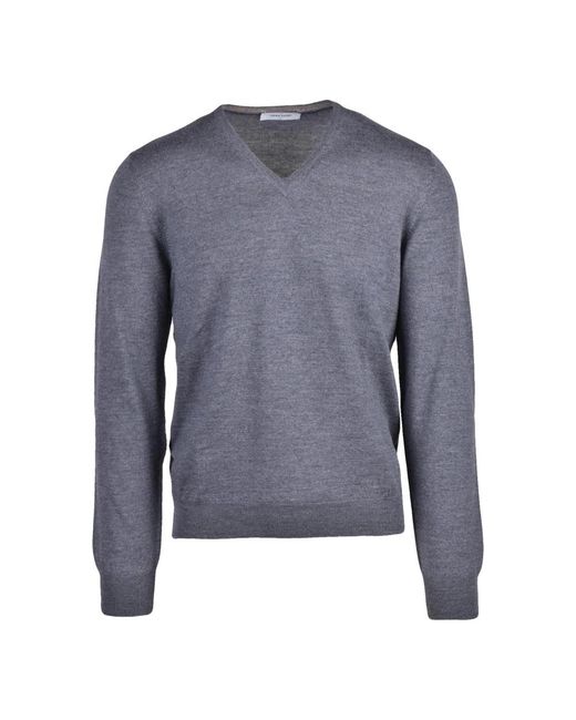 Gran Sasso Blue V-Neck Knitwear for men