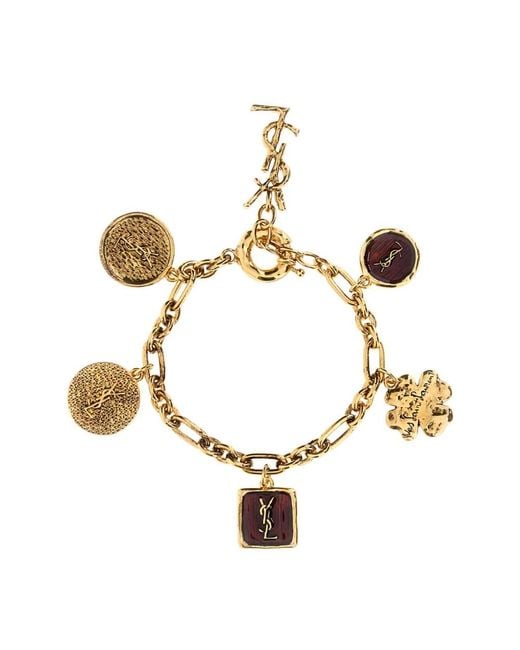 Saint Laurent Metallic Cassandre Multi Charm Armband