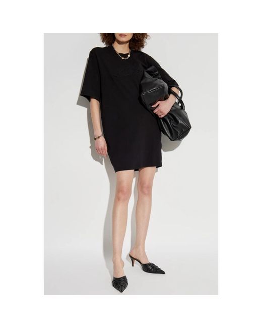 DSquared² Kleedjes ,Zwart ,Katoen Jurk Met Logo in het Black