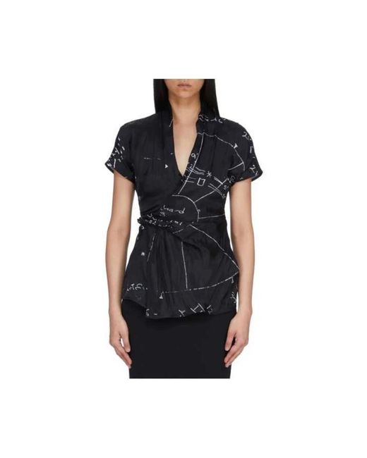 Rick Owens Overhemden ,Veelkleurig ,Wrap Ss Top in het Black