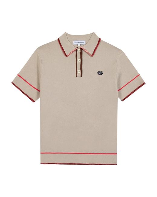 Maison Labiche Tops ,Knit Patch Polo in het Natural