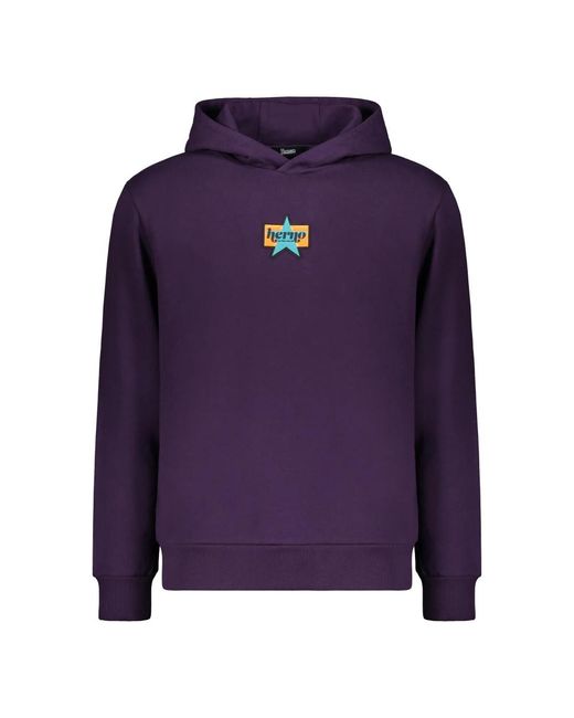 Herno Hoodies & Sweatvesten ,Paars ,Katoen Geribbelde Hooded Katoenen Sweater in het Blue voor heren