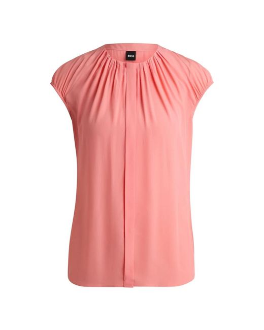 Boss Pink Bluse aus fließendem material mit flügelärmeln
