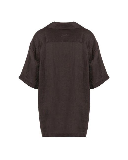 P.A.R.O.S.H. Black Blumenbesticktes leinenhemd