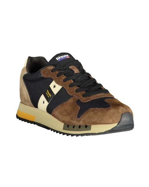Blauer Brauner polyester sneaker mit kontrastdetails in Brown für Herren