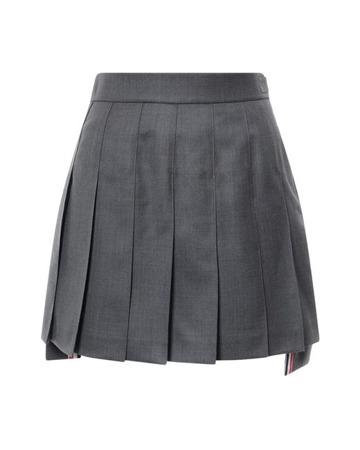 Thom Browne Gray Thigh Length Dropped Back Pleated Mini Skirt