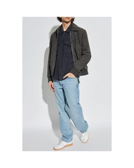Rag & Bone Overhemden ,Blauw ,Linnen Linnen Jas Met Zakken in het Blue voor heren