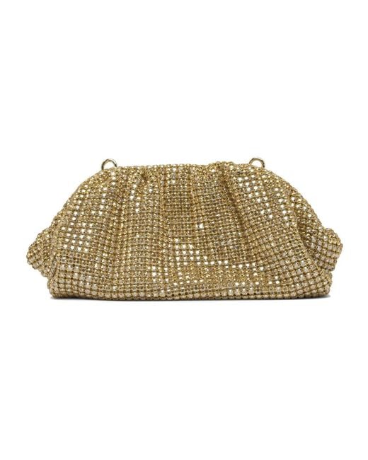 Self-Portrait Natural Goldene Chainmail Clutch Tasche