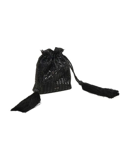 V73 Black Schwarze Satin Mini Tasche Mit Steinen