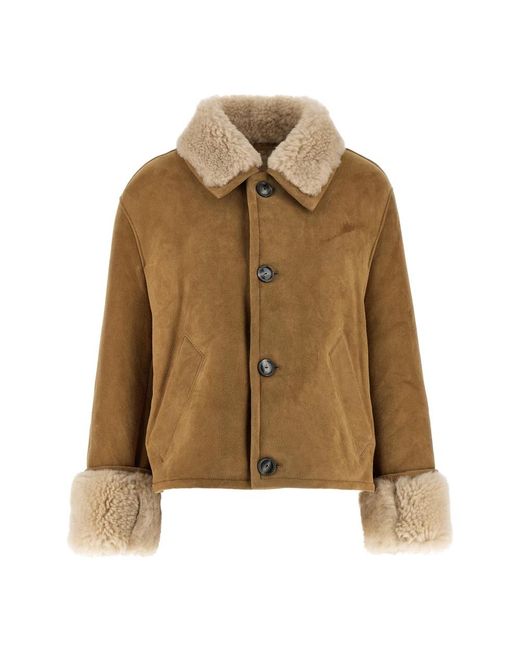 AMI Shearling Jas Met Knopen in het Natural
