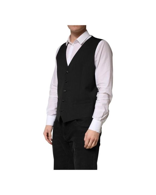 Dolce & Gabbana Black Suit Vests for men