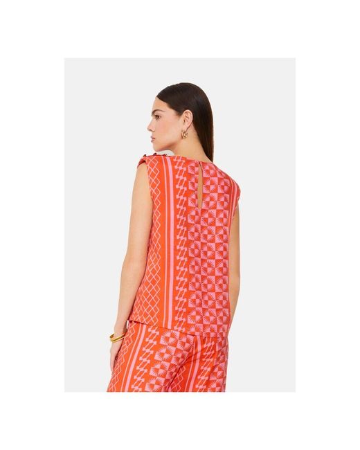 Suncoo Red Sleeveless Tops
