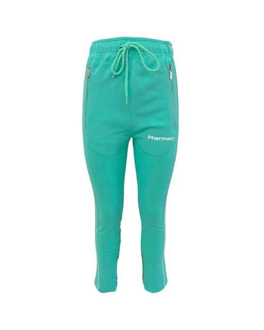 Pantaloni in triacetato con vita elastica e righe a contrasto di Pharmacy Industry in Green da Uomo
