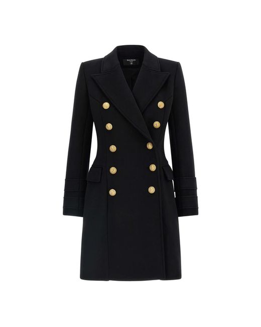 Balmain Black Double-Breasted Coats