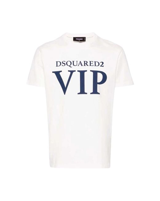 T-shirt in cotone con stampa logo - naturale di DSquared² in White da Uomo