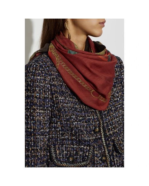Etro Red Schal Mit Rohem Saum