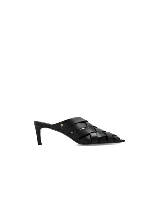 Anine Bing Black Heeled Mules