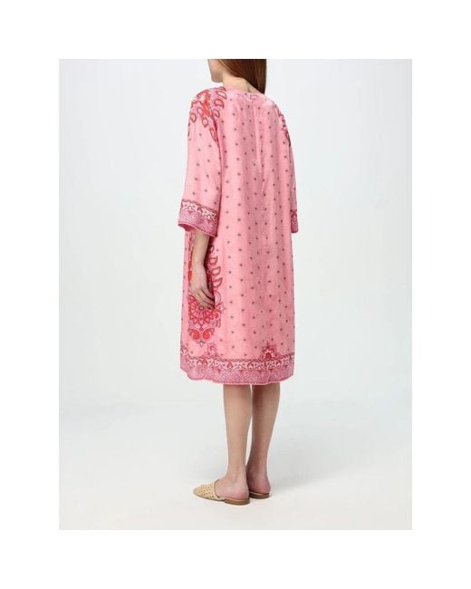 Etro Pink Rosa Seiden Midi Kleid