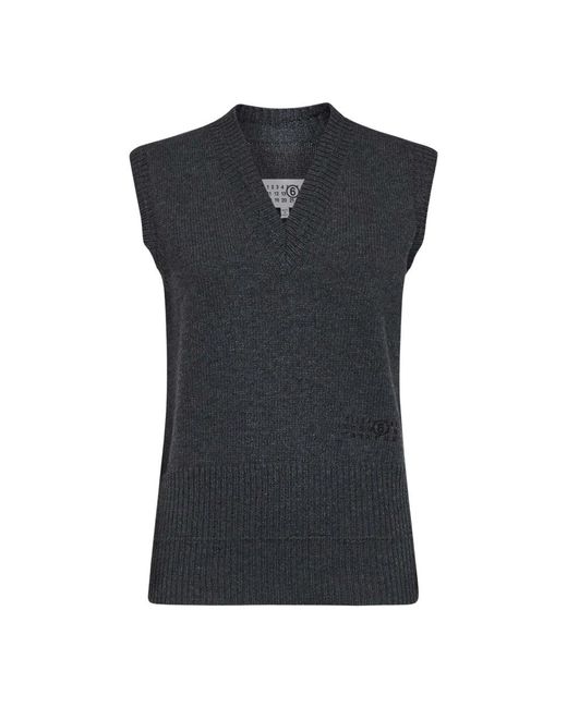 MM6 by Maison Margiela Black V-Neck Knitwear