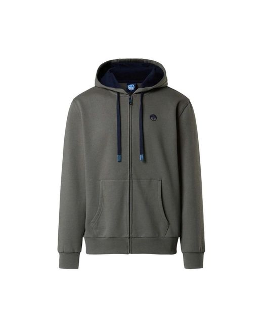 North Sails Hoodies & Sweatvesten ,Grijs ,Katoen Full Zip Hoodie in het Gray voor heren