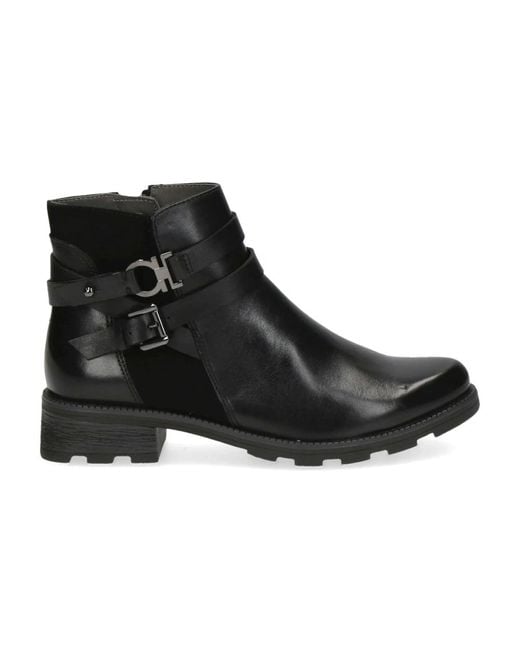 Caprice Black Ankle Boots