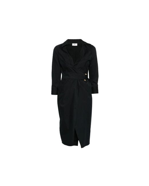Elisabetta Franchi Black Wrap Dresses