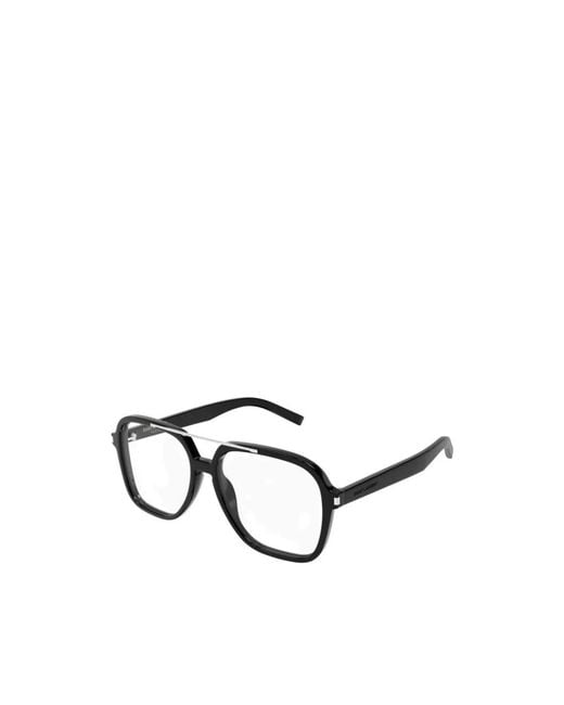 Saint Laurent Black Corner Angle Rectangular Optical Eyeglasses