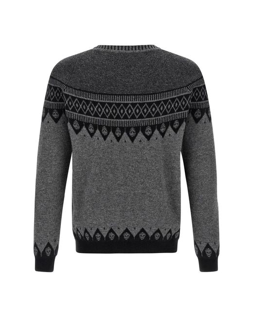 McQueen Gray Round-Neck Knitwear for men