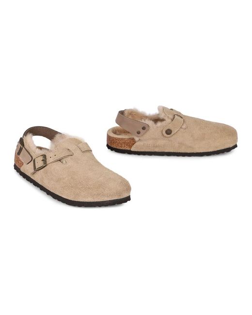 Birkenstock Natural Wildleder mules mit pelzfutter