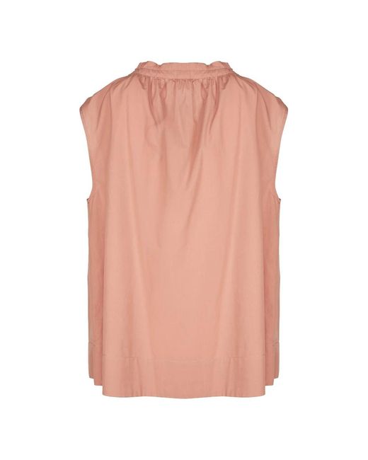 Ottod'Ame Pink Rosa popeline-bluse mit tropfen-ausschnitt