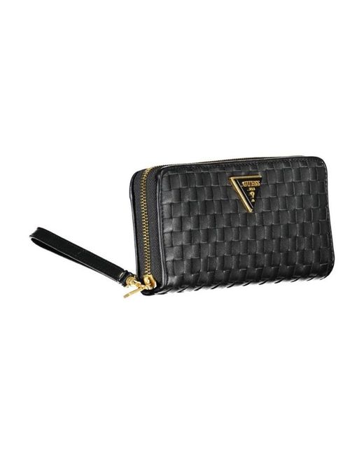 Guess Black Schwarze brieftasche mit mehreren fächern