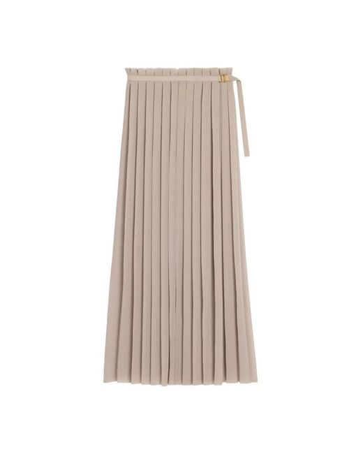 AMI Geplooide Midi Rok Met Riemdetail in het Brown