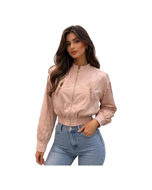 Elisabetta Franchi Blue Bomber Jackets