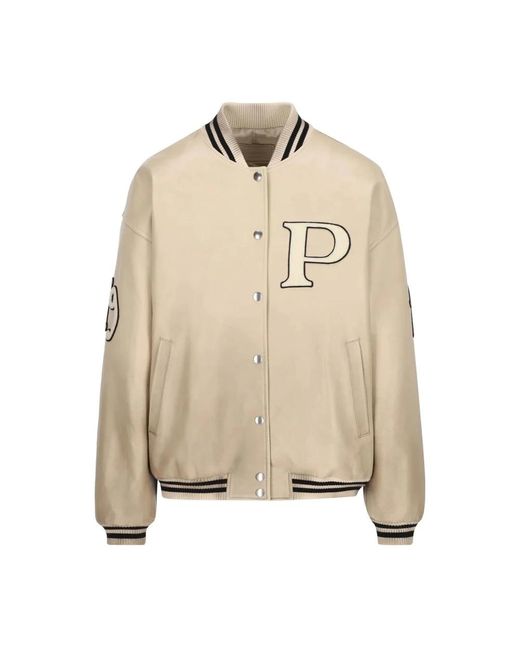 Prada Ivoor Leren Varsity Jack in het Natural voor heren