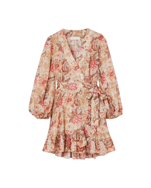 Zimmermann Kleedjes ,Veelkleurig ,Katoen Daylight Mini Wrap Frill Jurk in het Multicolor