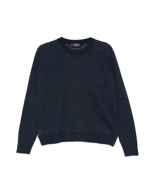 Max Mara Blue Round-Neck Knitwear